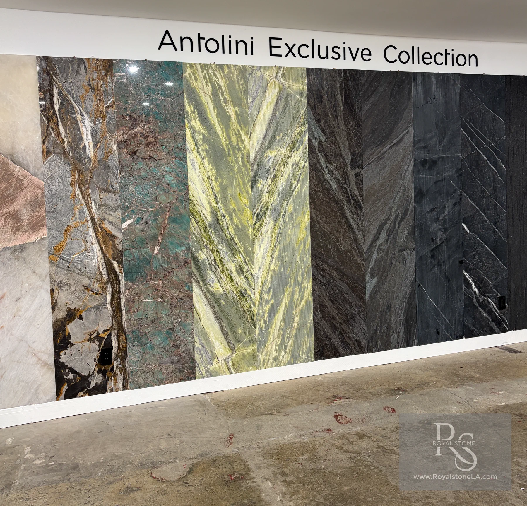 Antolini Exclusive Collection natural stone display in Los Angeles