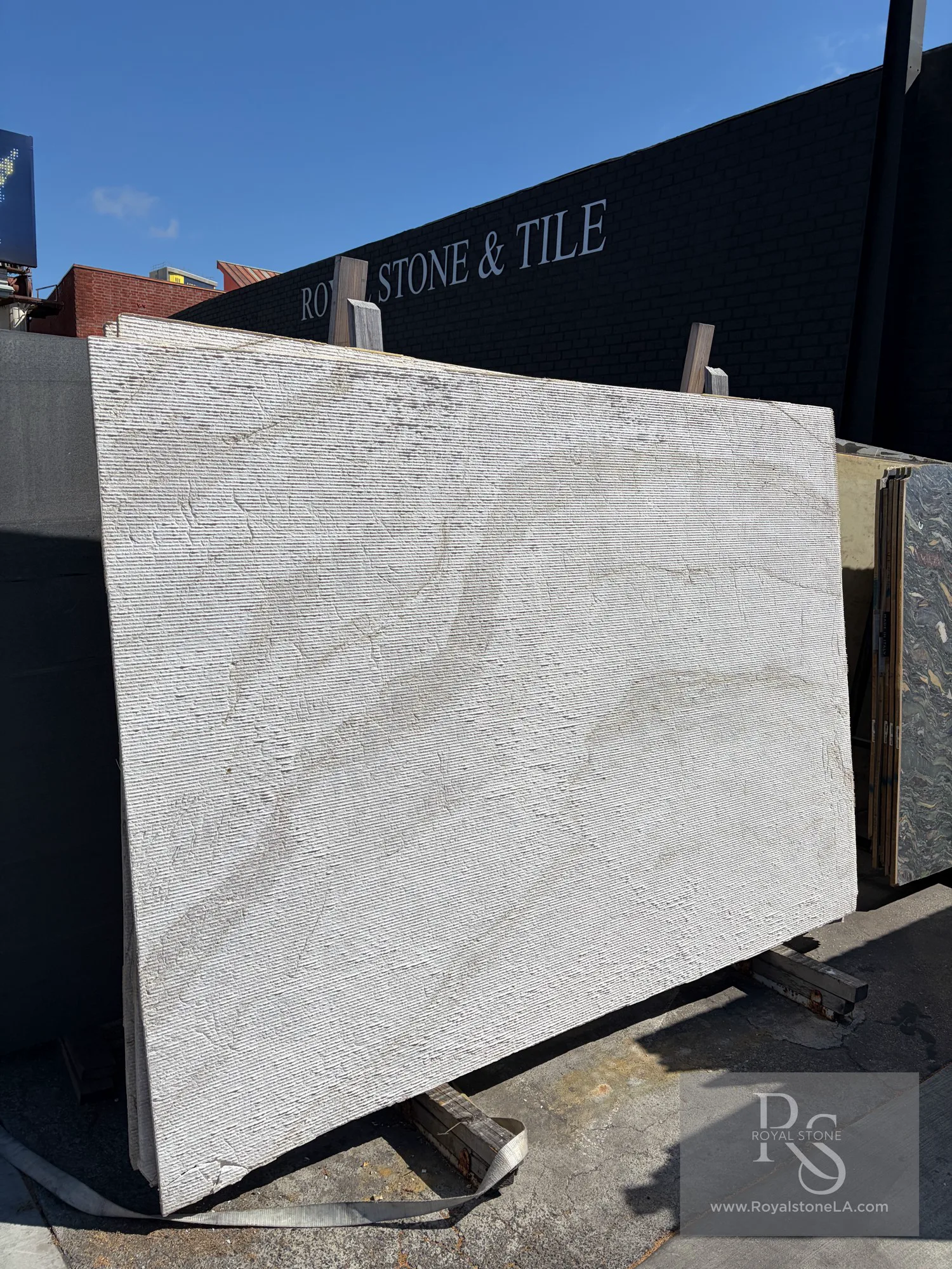 Antolini Petra finish natural stone slab at the Royal Stone yard
