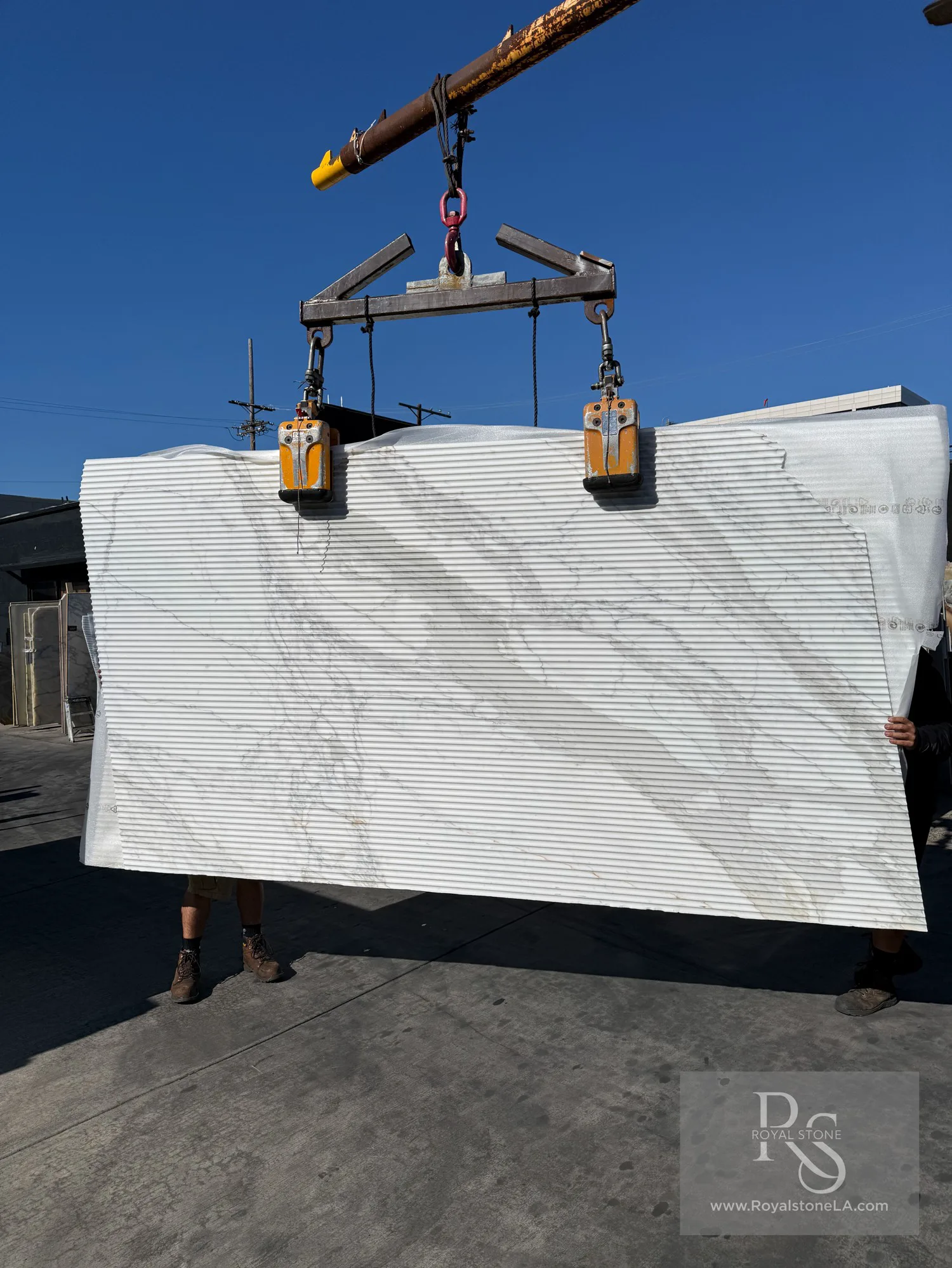Antolini Borghini Calacatta marble slab Lot YG575 with fluted finish at Royal Stone Los Angeles