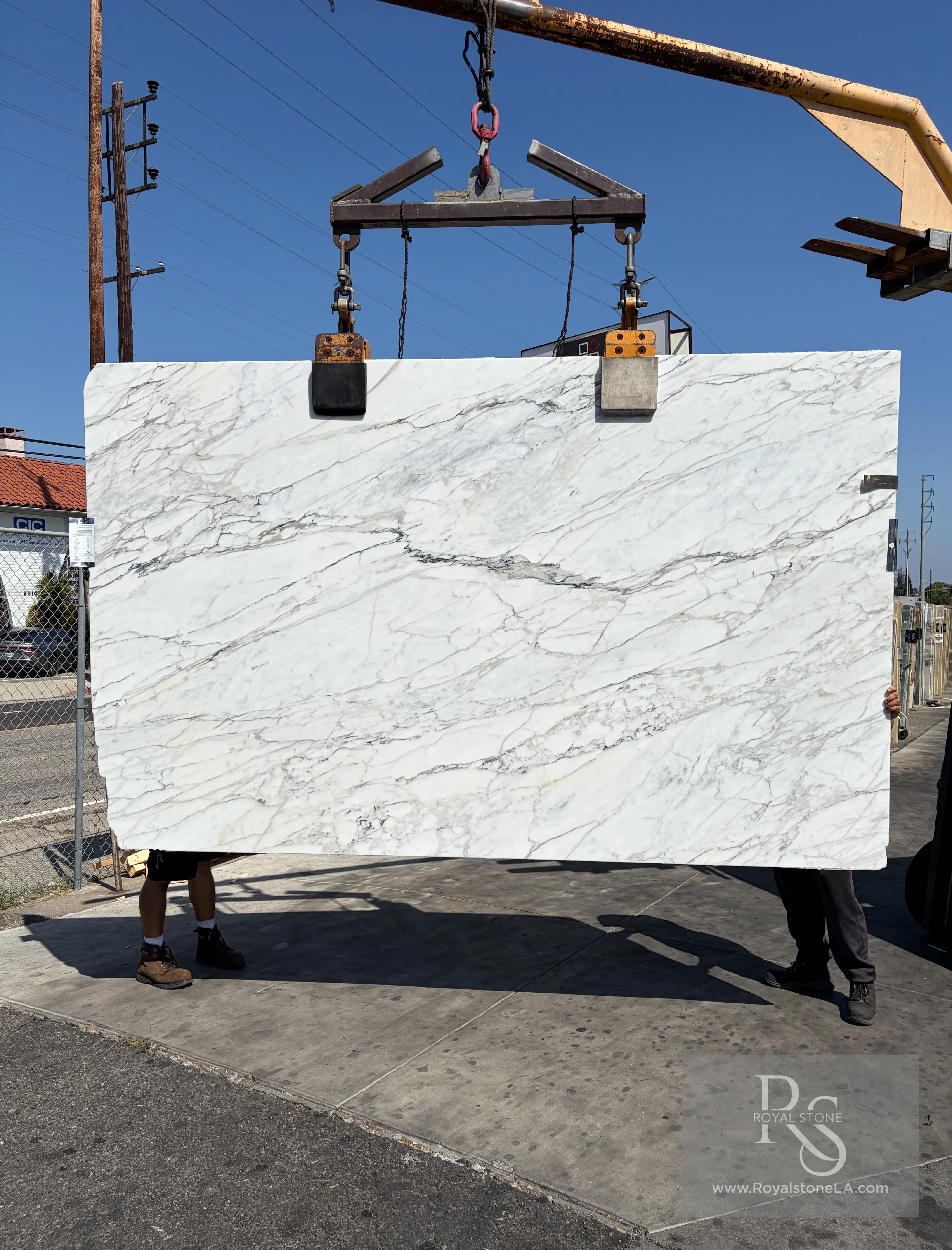 Calacatta Borghini Soft Vein marble slab at Royal Stone Los Angeles