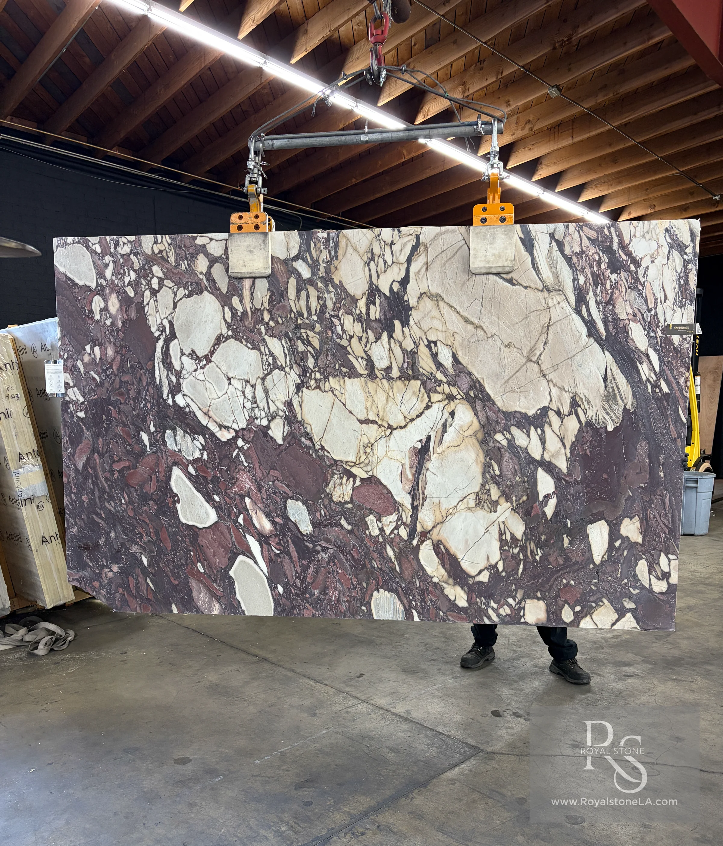 Calacatta Viola Top EE693 — Antolini · Marble · Honed · 2cm · 77" × 126" · 16 slabs slab at the Royal Stone yard