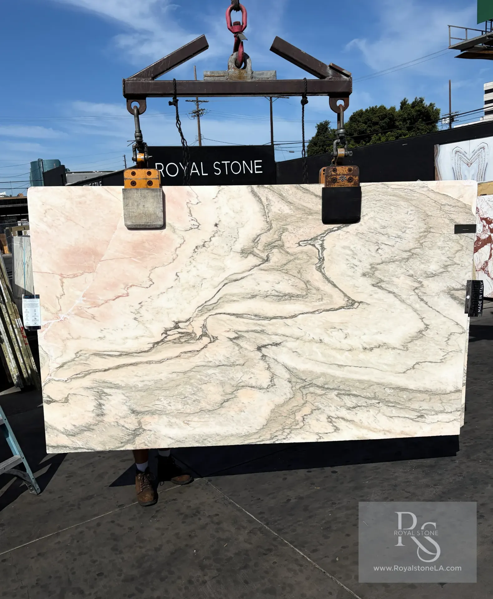 Pink Paonazzo Rose marble slab at Royal Stone Los Angeles