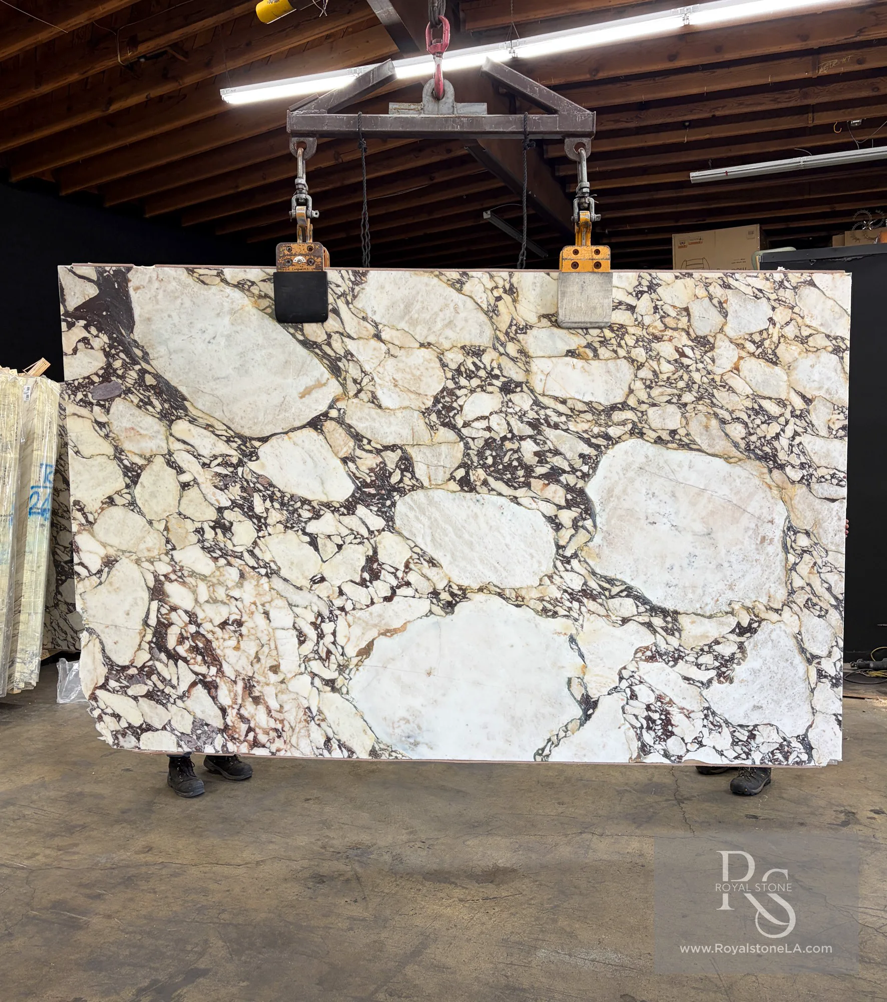 Calacatta Viola Extra MAN4860 honed marble slab at Royal Stone Los Angeles