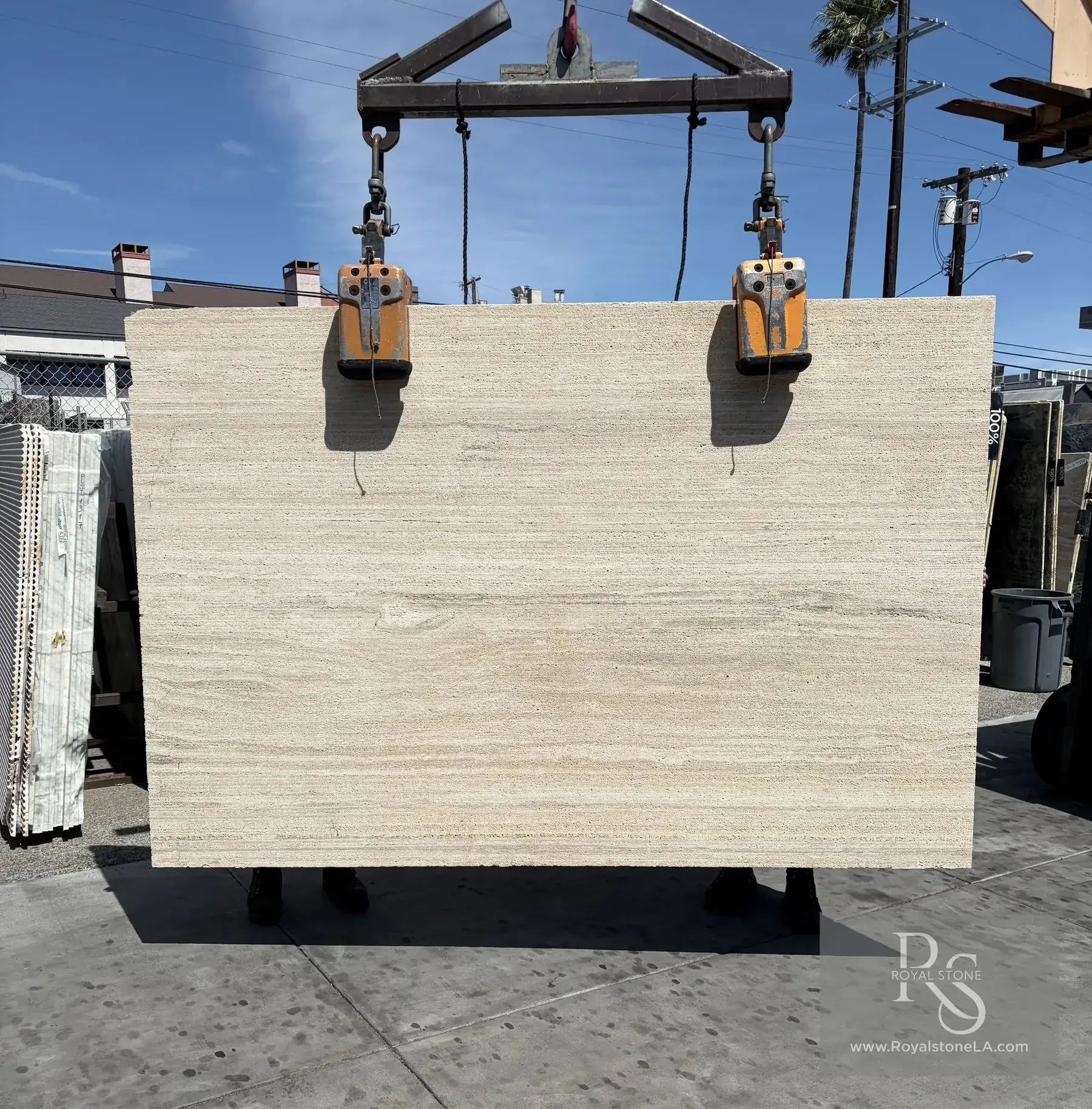 Travertino Romano Classico travertine slab at Royal Stone Los Angeles