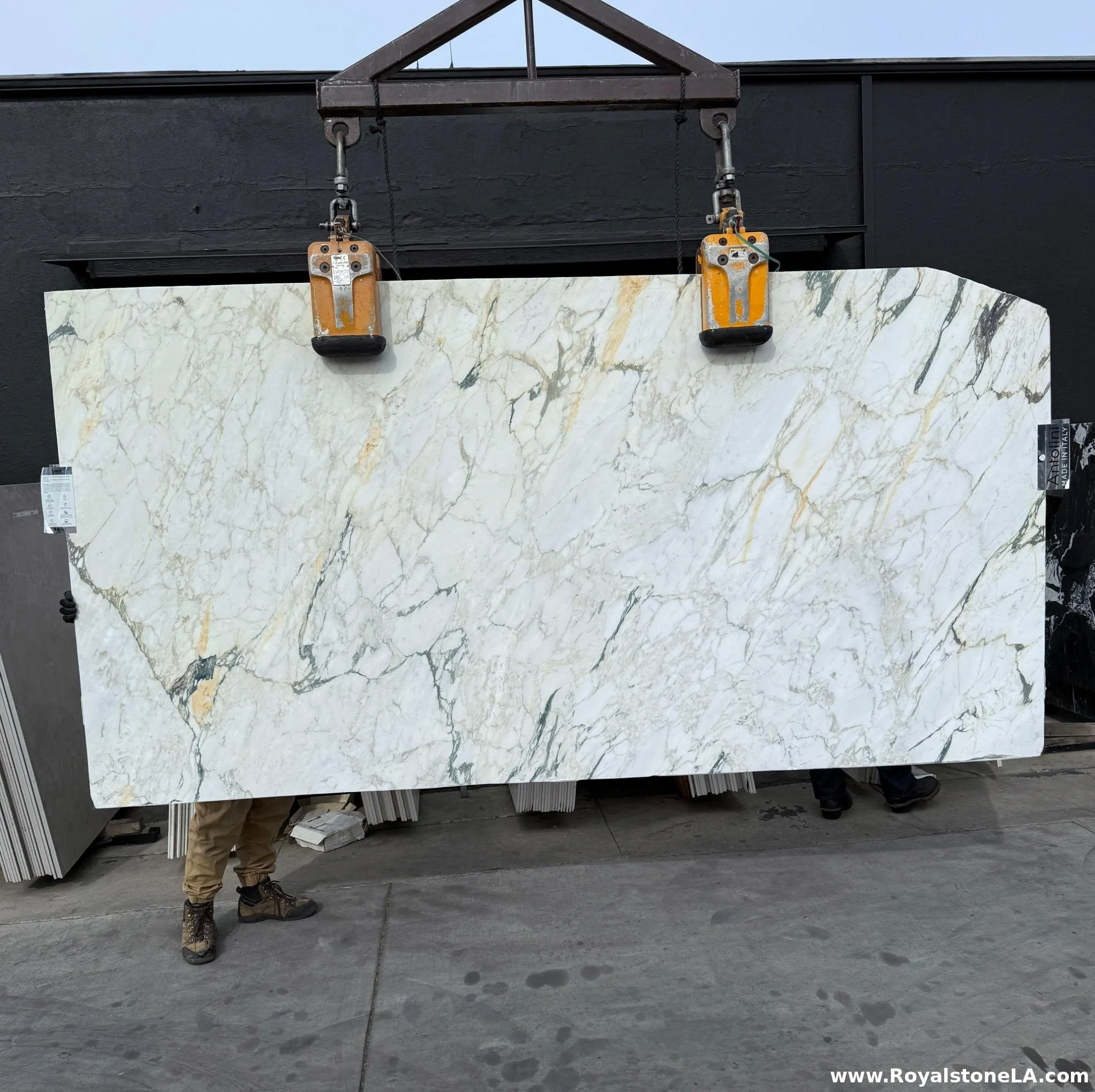 Calacatta Monet — Antolini · Marble slab at the Royal Stone yard