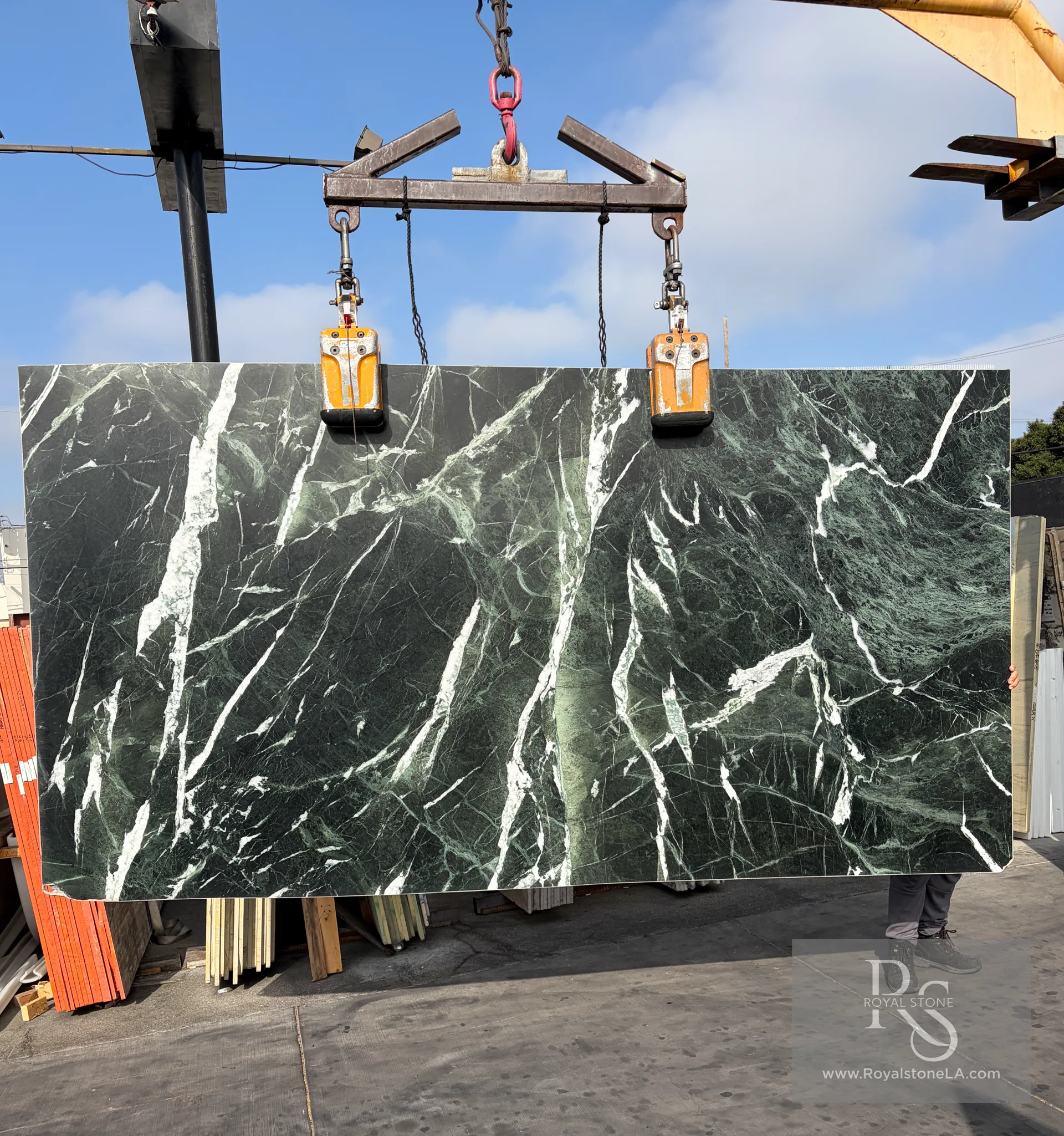 Green Emerald Varias marble slab at Royal Stone Los Angeles