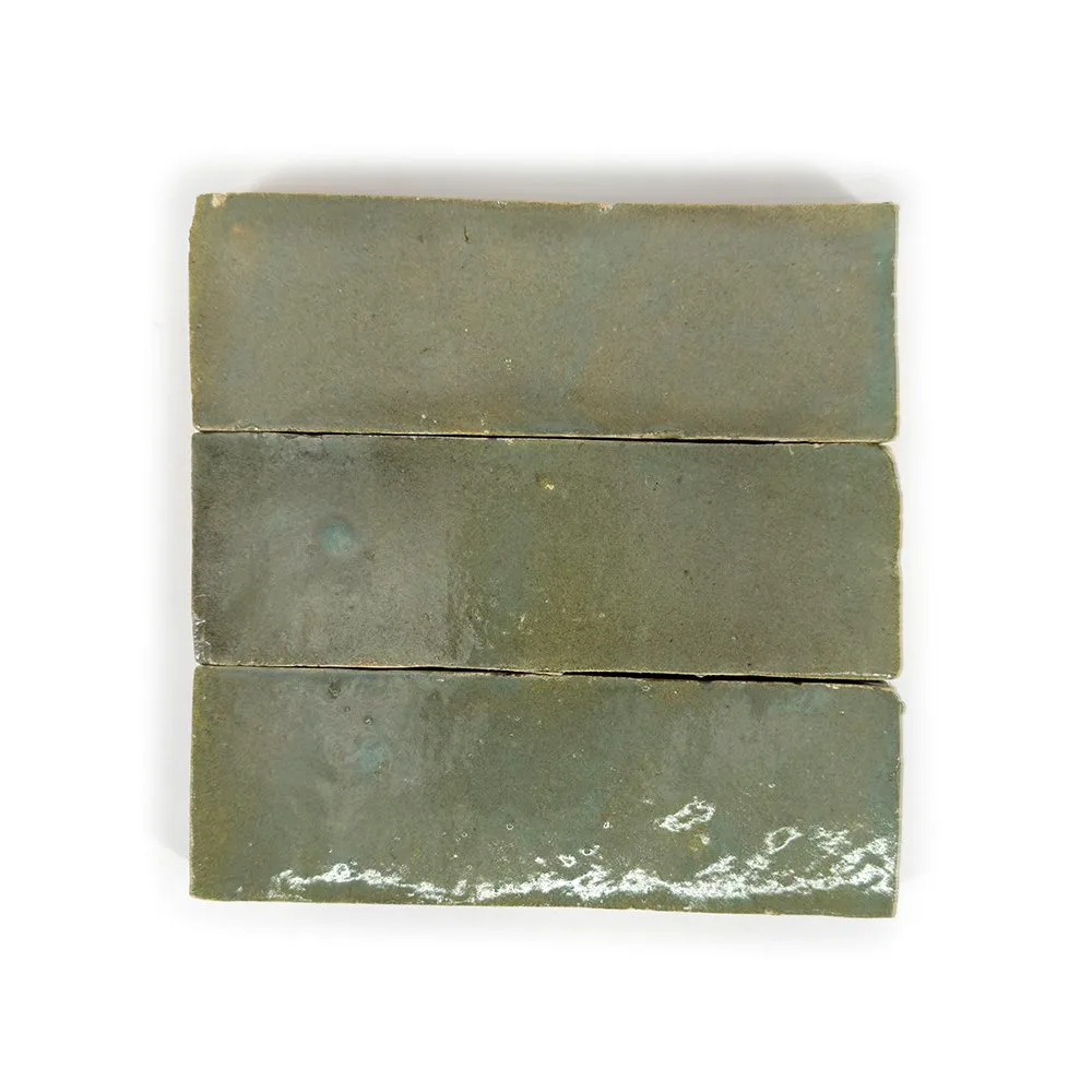 Zellige Classique Green Tea 2x6 tile sample from the supplier color library