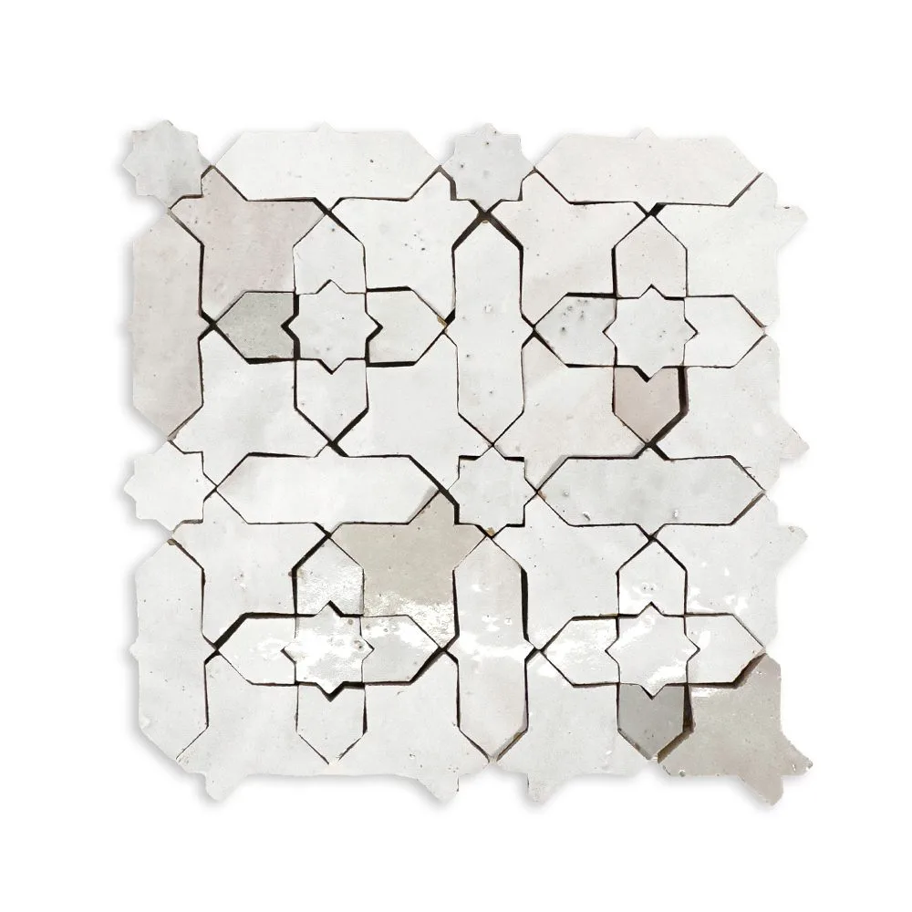 Zellige Classique Atlas White Starburst Pattern pattern tile from the supplier pattern library